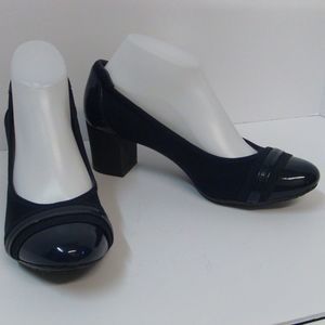 Navy w/Patent Trim Block Style Heel